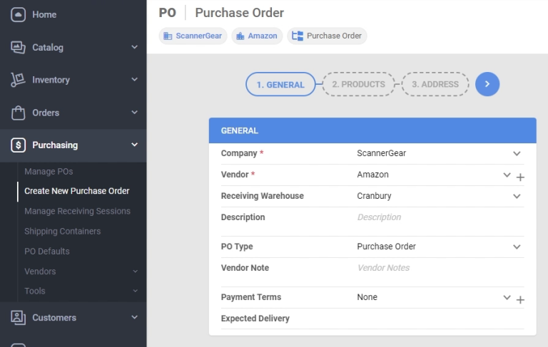 Creating a New Purchase Order – Sellercloud LMS